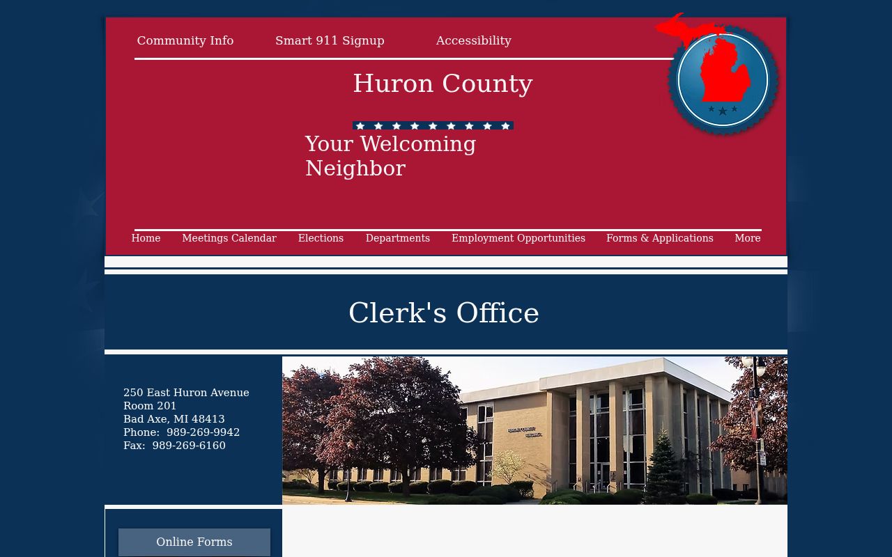 Huron County Clerk circuit records counter for a Huron County warrant records request