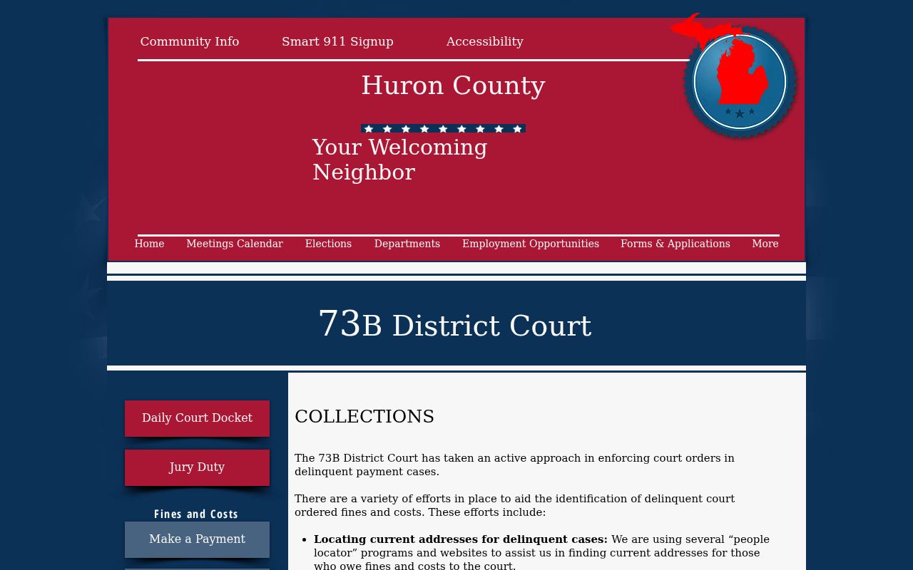 Huron County District Court show cause and failure to appear collection explanation