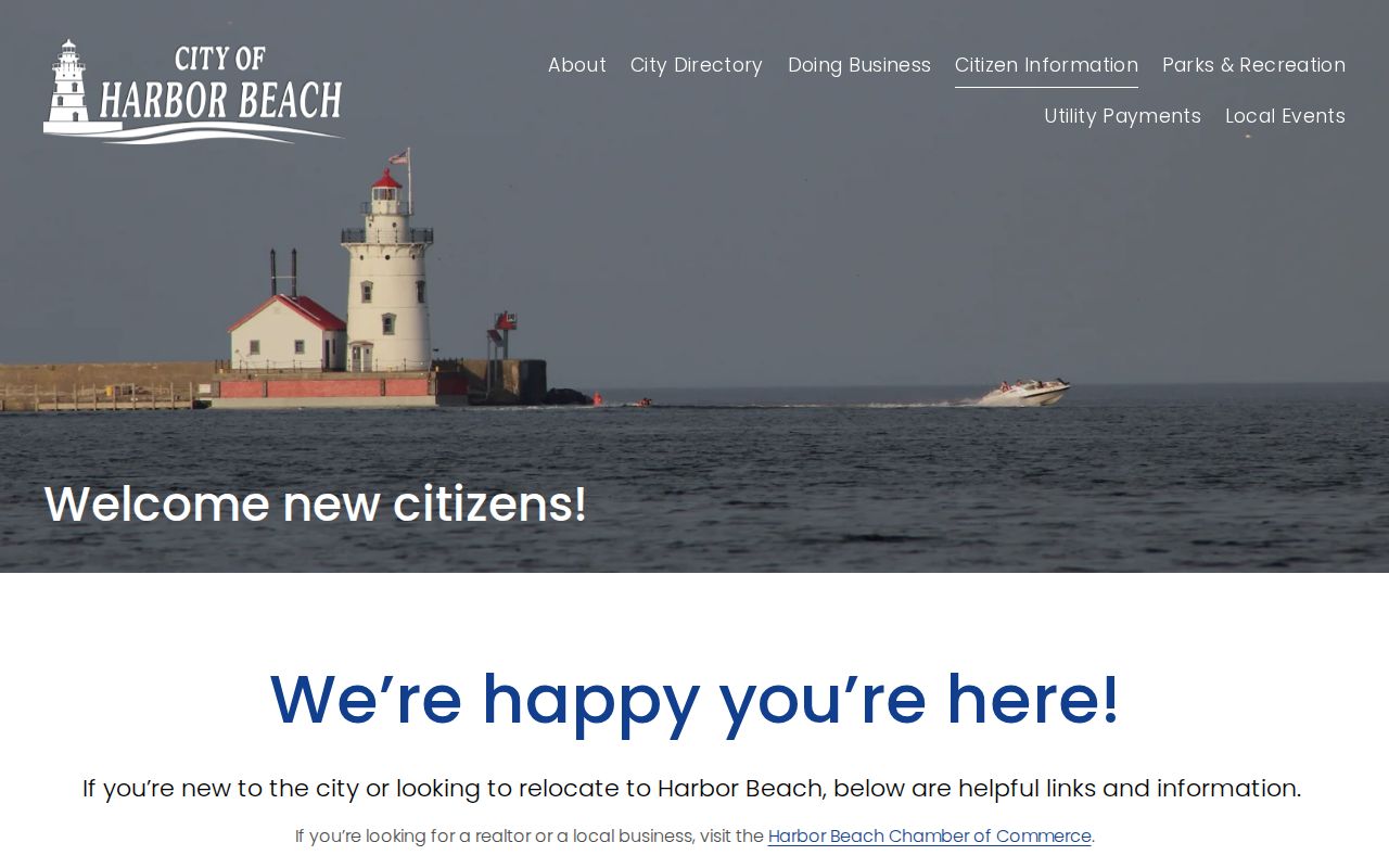 Harbor Beach police and City Hall contact page for Harbor Beach warrant record questions