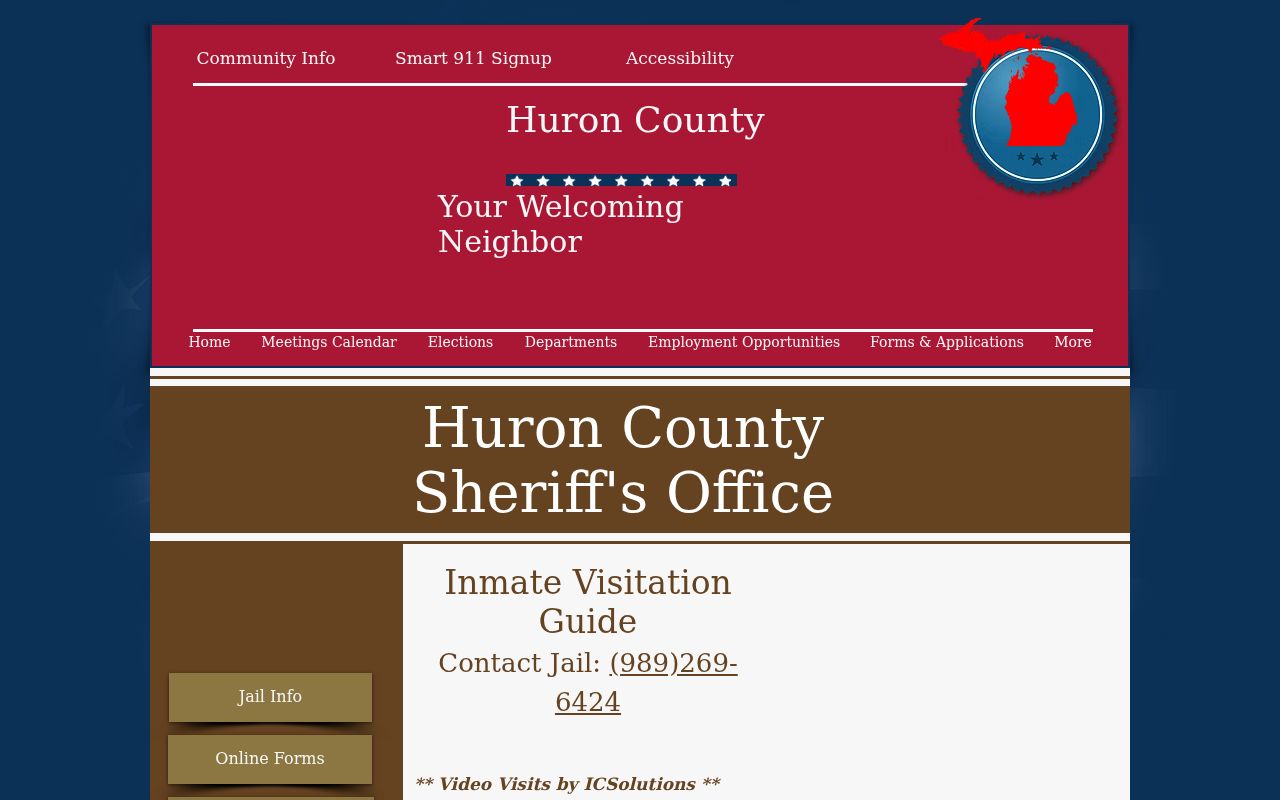 Huron County Jail contact page for records and custody questions after an arrest warrant